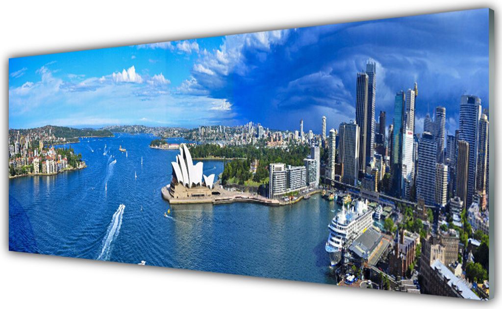 Küchenrückwand aus Glas 125x50cm Spritzschutz Meer Stadt Gebäude