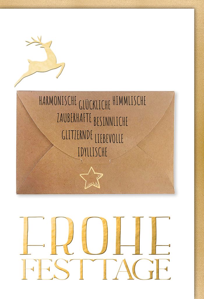 Weihnachten - Karte mit Umschlag - Frohe Festtage mit großer Geldtasch