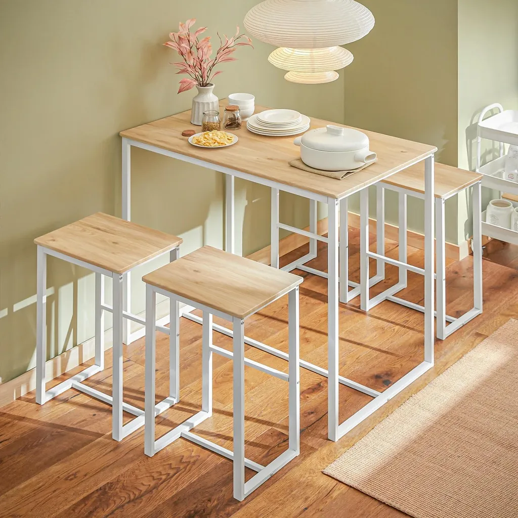 Table de bar compacte et 4 tabourets encastrables pour petits espaces - 2