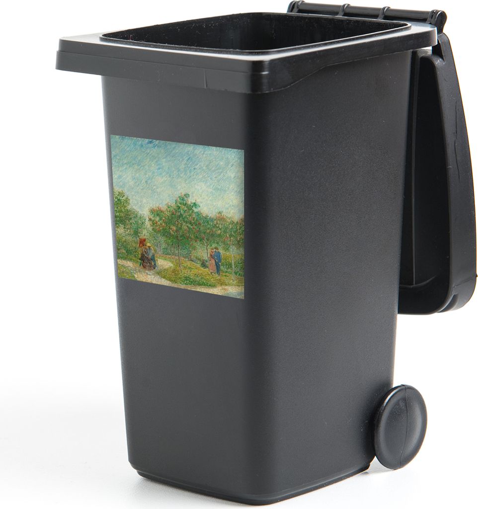 MuchoWow Mülltonnenaufkleber Garten mit Liebenden - Vincent van Gogh 40x40 cm - Abfall-Aufkleber - Container - für Abfallcontainer