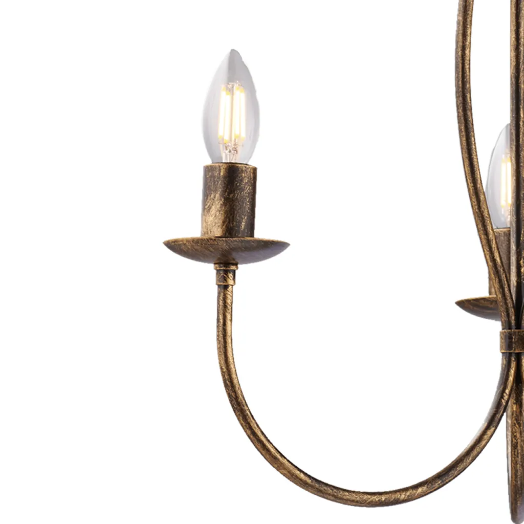 Lampadario Be Light Botte BL147-3-BR Ferro 3 Luci E14 Marrone Oro - 3