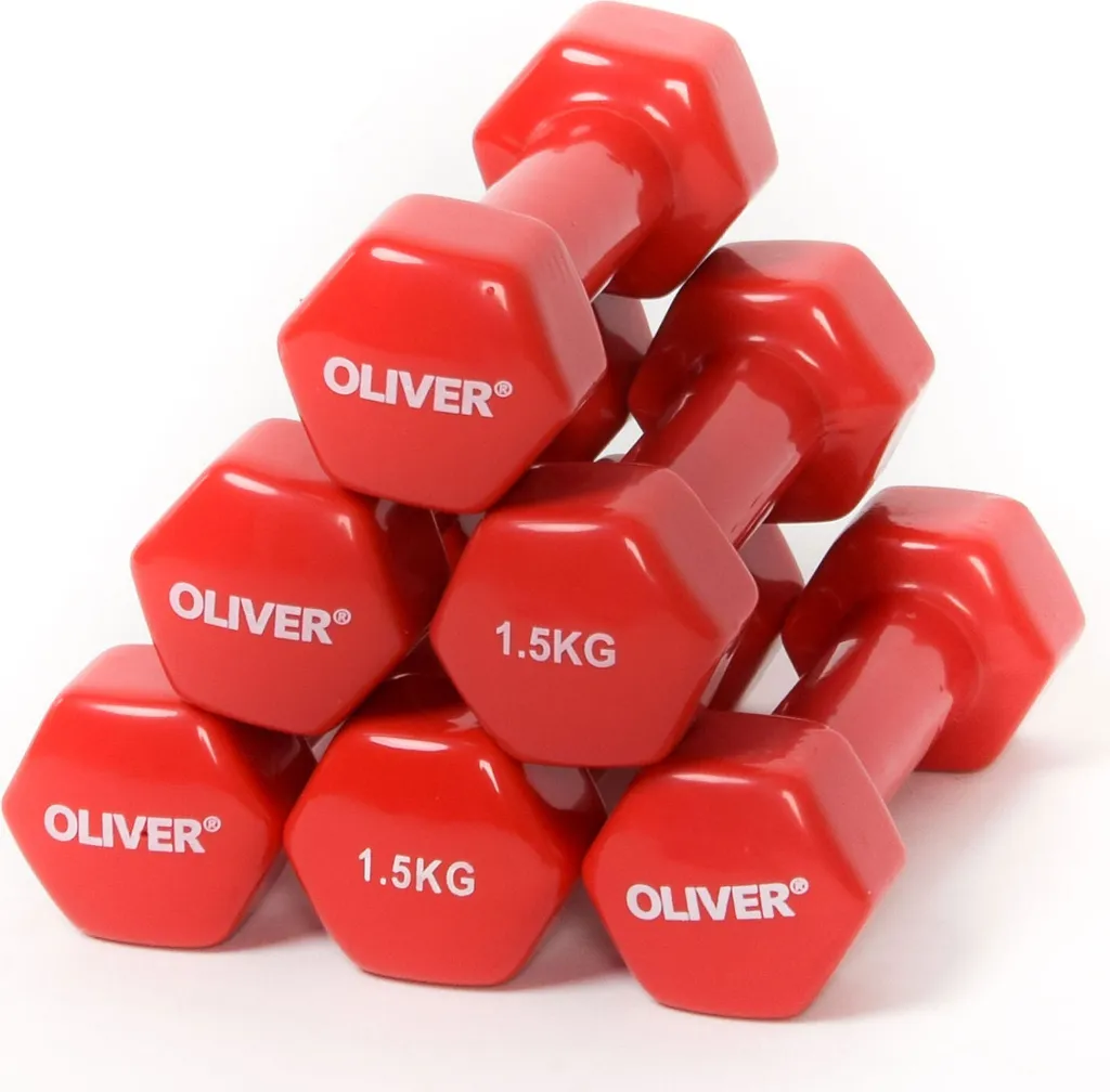 6x Oliver haltères en vinyle 1.5kg pour fitness et gym à domicile