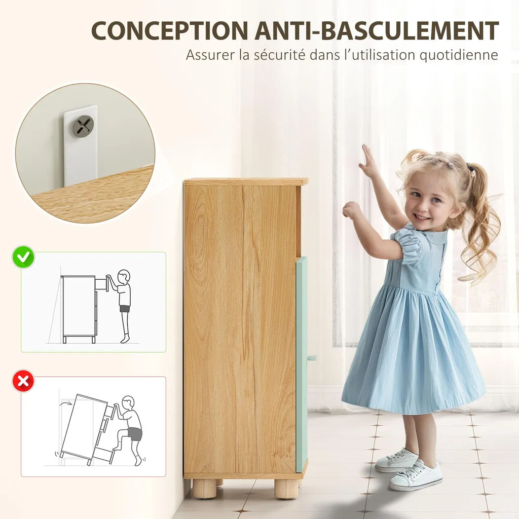 Meuble de salle de bain étroit vert 30x30x80cm avec placard de rangement - 7