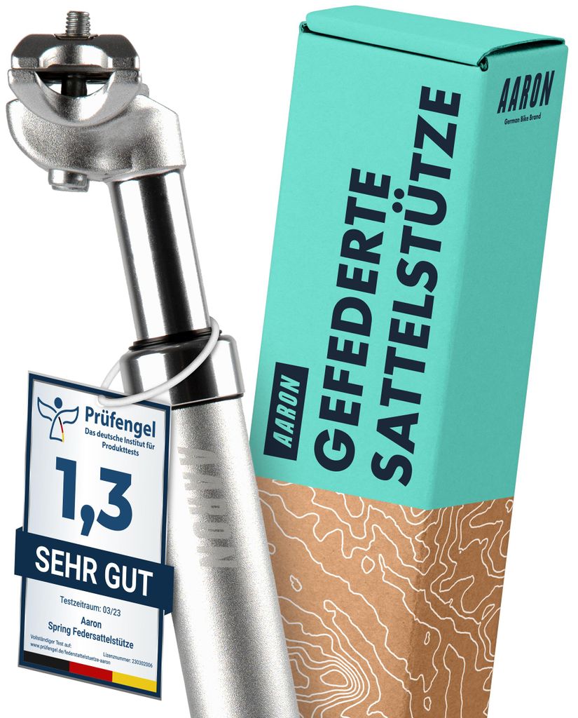 AARON Spring Sattelstütze gefedert - Ø 27,2 mm, Länge 350 mm - Silber