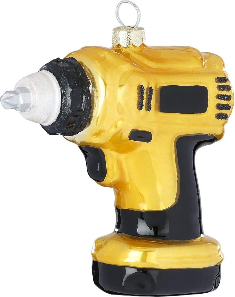 Christbaumschmuck Glas Bohrmaschine 10cm gold