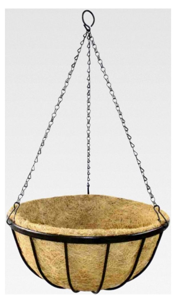 Hängeampel schwarz mit Kokoseinlage 35cm
