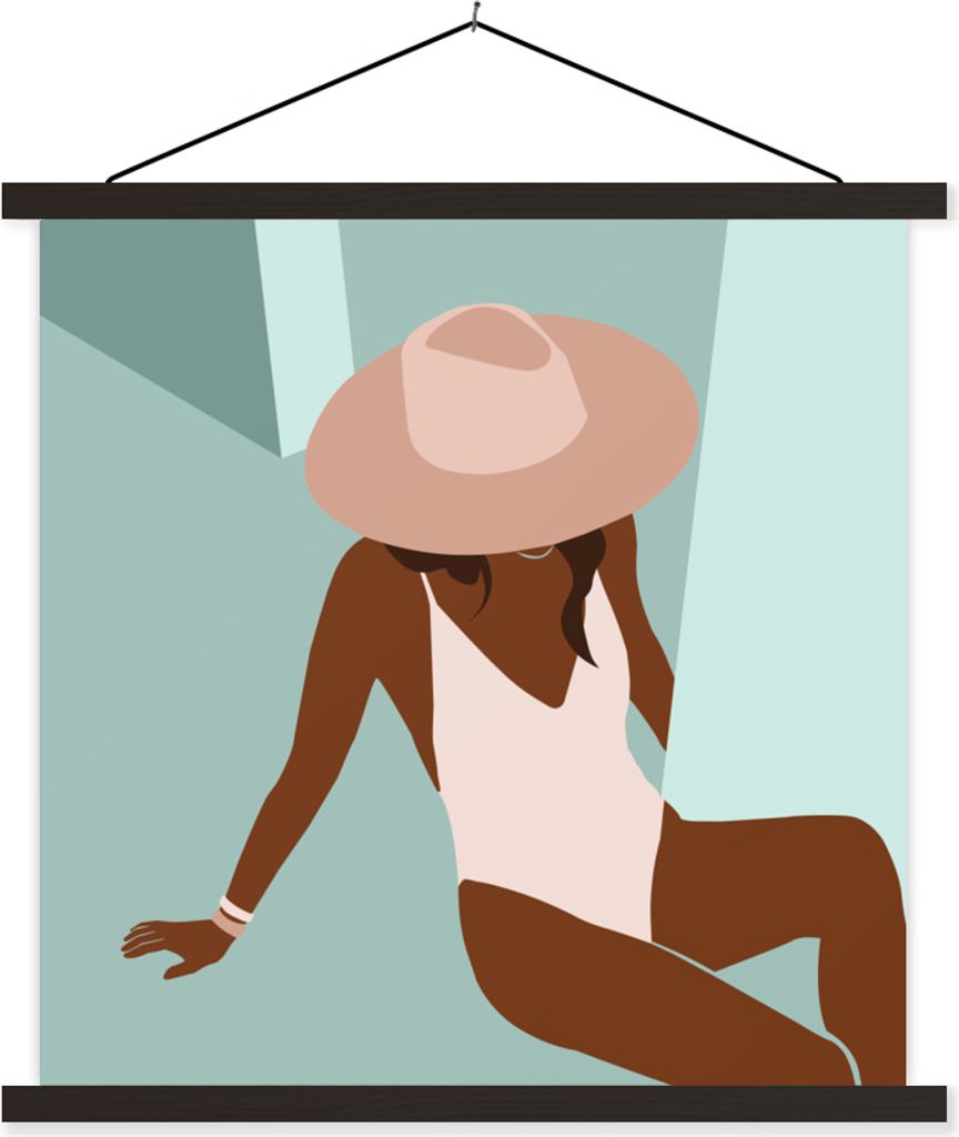 MuchoWow Textilposter Sommer - Frauen - Kleidung 90x90 cm mit schwarzem Rahmen - Magnetisches