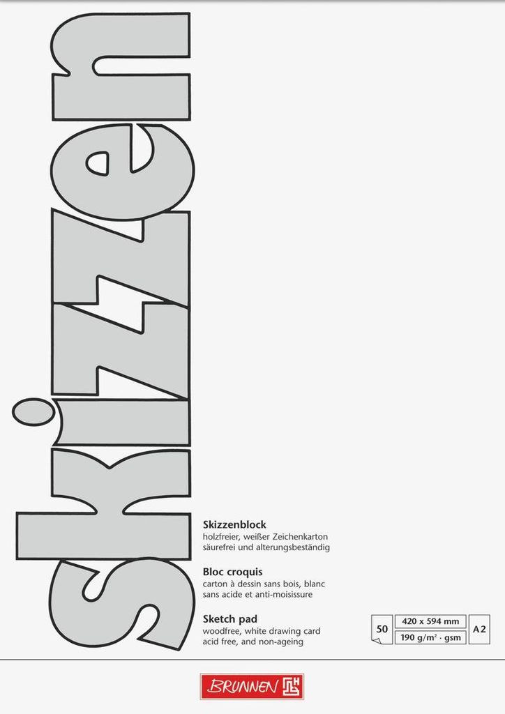 BRUNNEN 1047255 Szkicownik A2 50 arkuszy Okładka: biała Zdjęcie produktu 