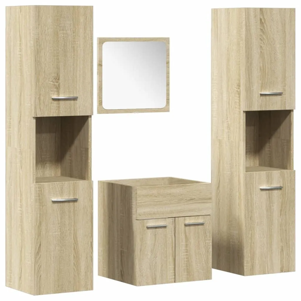 Set Bagno vidaXL Rovere Sonoma 4 pz - Mobili Sospesi di Design