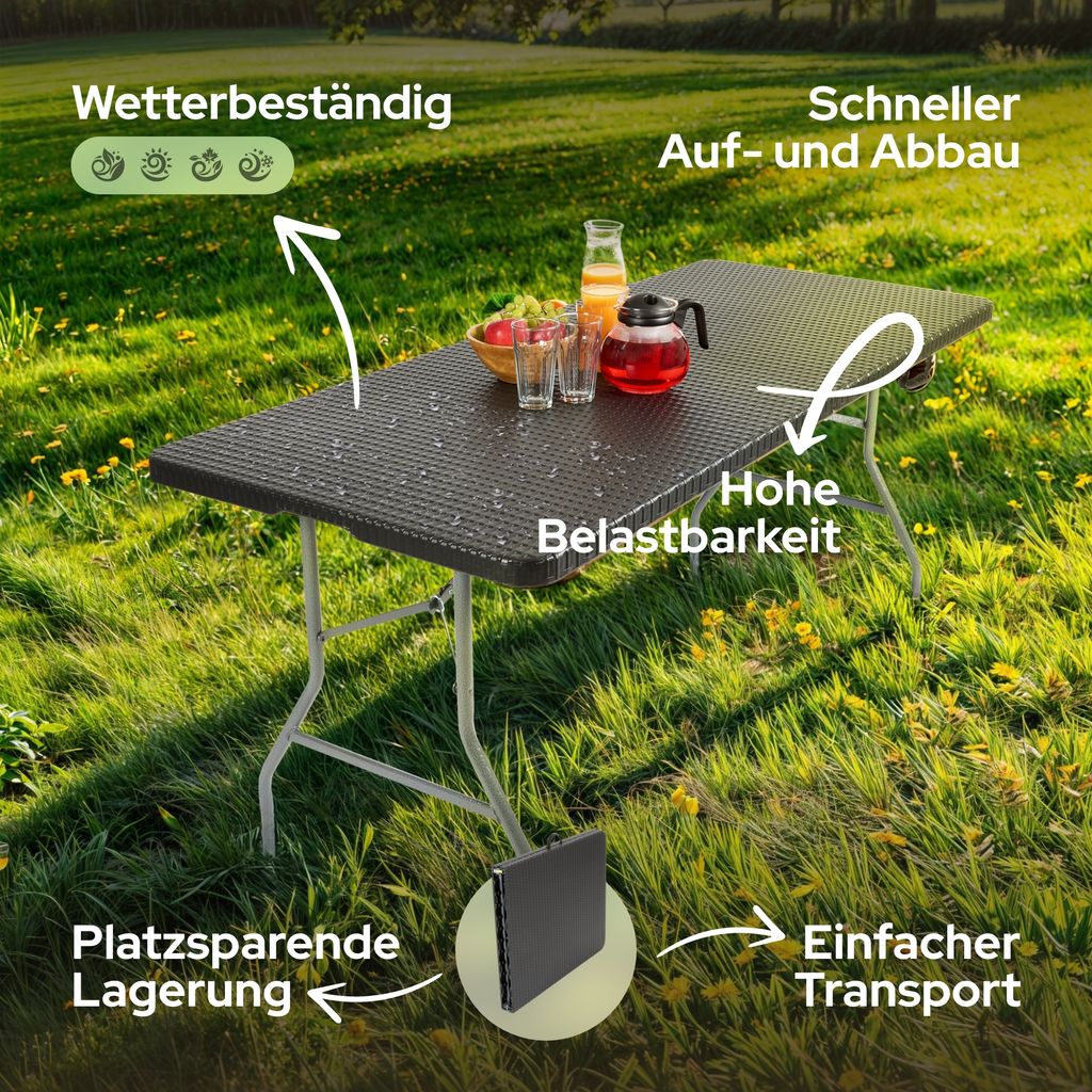 AREBOS Buffettisch zusammenklappbar 182 x 74 x 74 cm in Produktbild 6