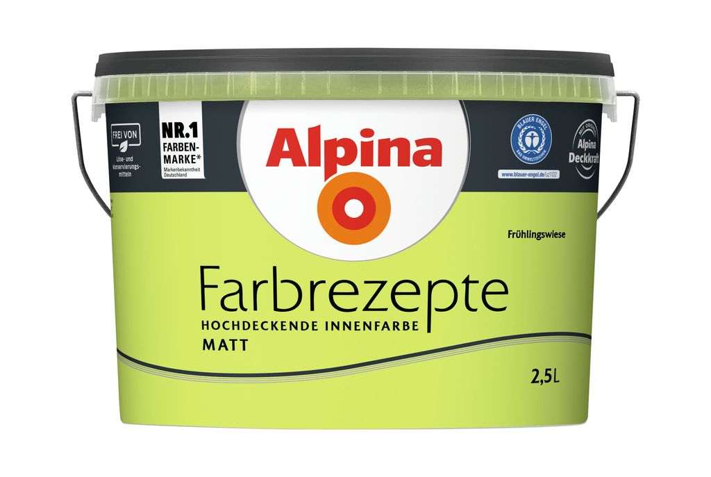 Alpina Farbrezepte Wandfarbe matt 2,5 L Farbwahl, Alpina Farbrezepte Farbwahl:Frühlingswiese