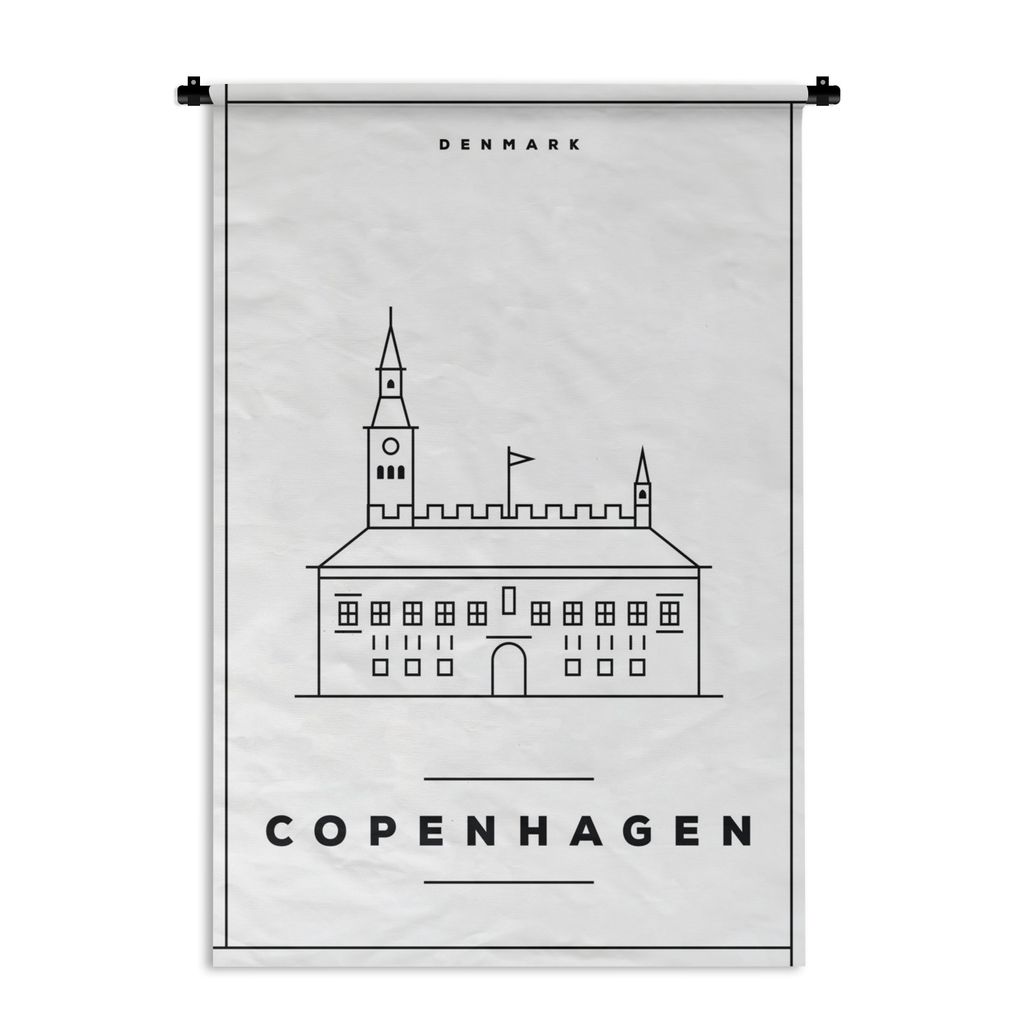 MuchoWow Wandteppich Wandbehang Kopenhagen - Dänemark - Architektur 90x135 cm Tapisserie Dekoration Wandtuch - Baumwolle - Wandskulptur