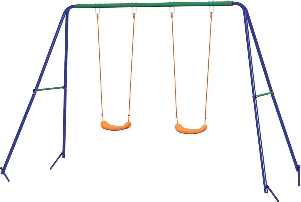 Portique de Jardin Double avec Balançoires pour Enfants de 3 à 8 Ans