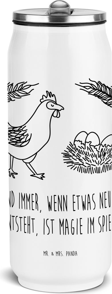 Mr. & Mrs. Panda Trinkflasche Huhn Stolz - Weiß - Geschenk, sport, Spruch, Edelstahl, Hühner, Thermoflasche, Bauernhof, Wasserflasche, Schwangers...