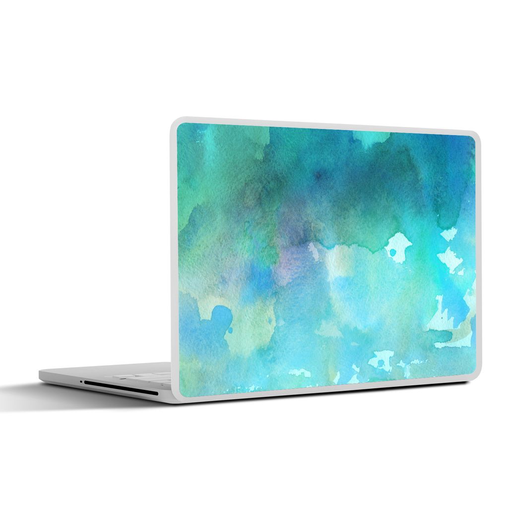 MuchoWow Laptop Aufkleber Sticker Cover Aquarell - Grün - Blau 40x30 cm - Laptop Dekoration - Selbstklebend