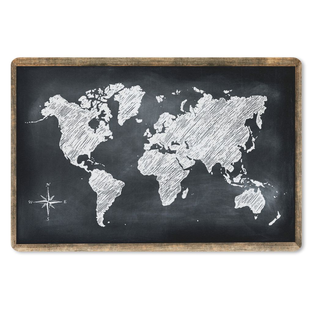 MuchoWow Mauspad Mousepad Weltkarte - Wandtafel - Kreide 27x18 cm - Mousepads - Maus Mat - Pad - Mausunterlage - Büroartikel - Desk Matten