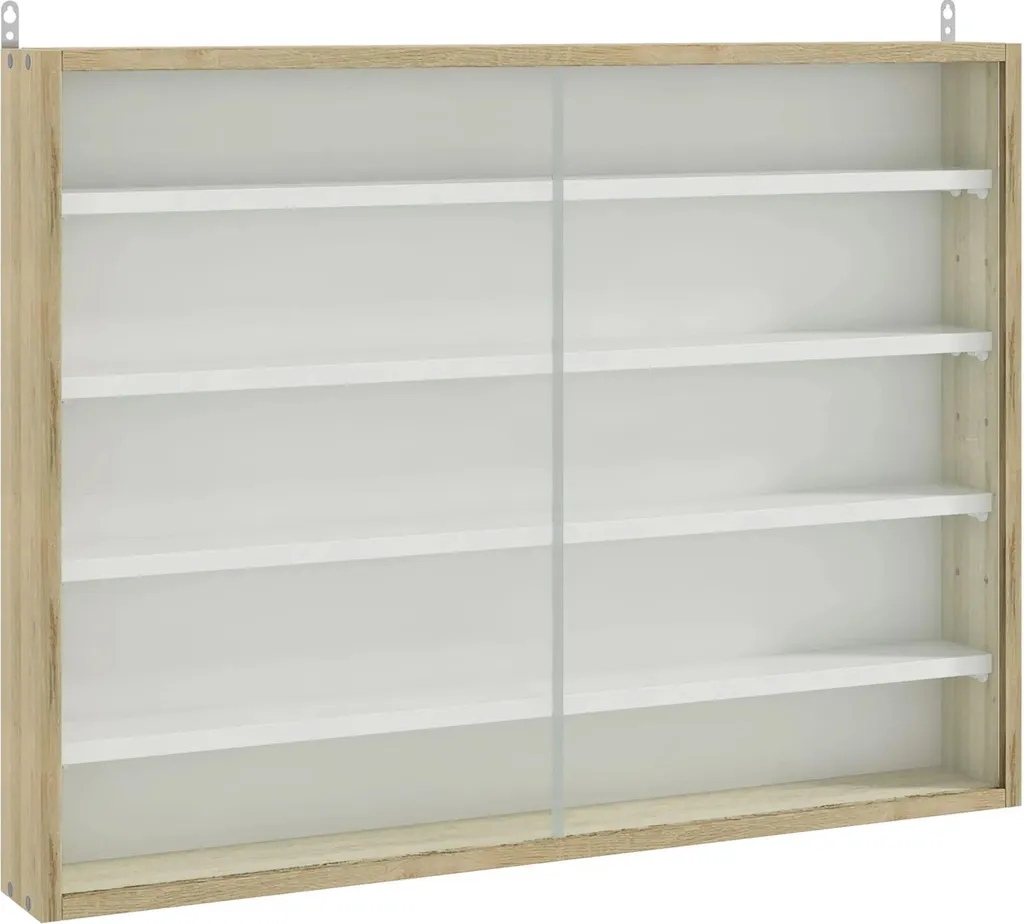 Vitrine murale avec tablettes réglables et portes coulissantes 80cm