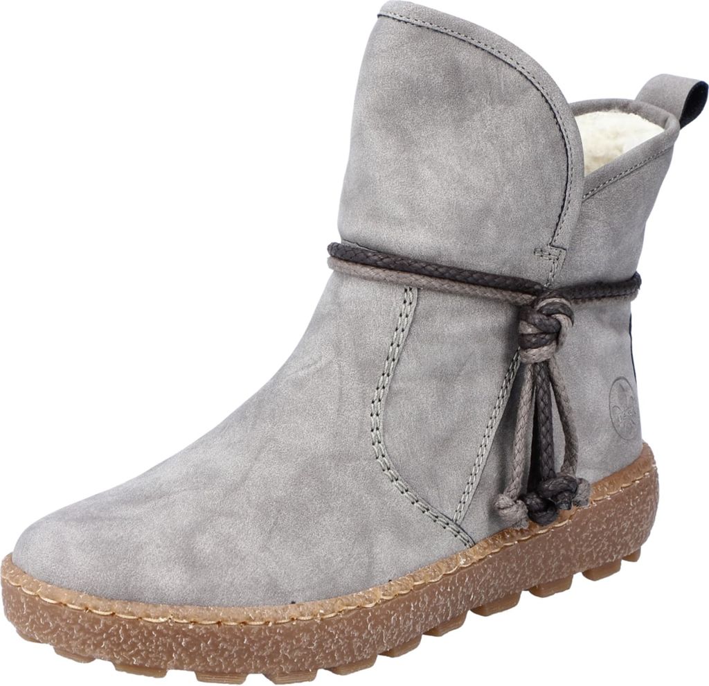 Rieker Damen Boot Stiefelette Warmfutter trendstarke Laufsohle Zipper N1070, Größe:37 EU, Farbe:Grau