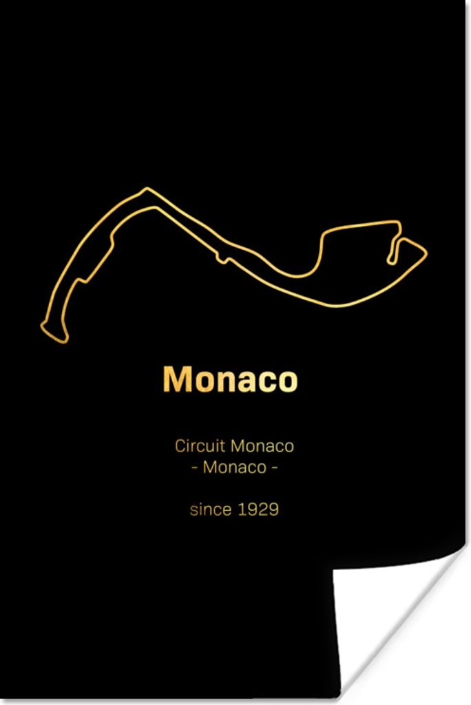 MuchoWow Poster Formel 1 - Monaco - Rennstrecke 80x120 cm - Papierdruck