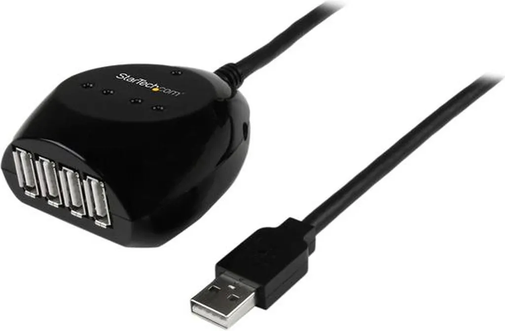 Rallonge USB 2.0 Active de 15 Mètres et Hub 4 Ports pour Périphériques USB