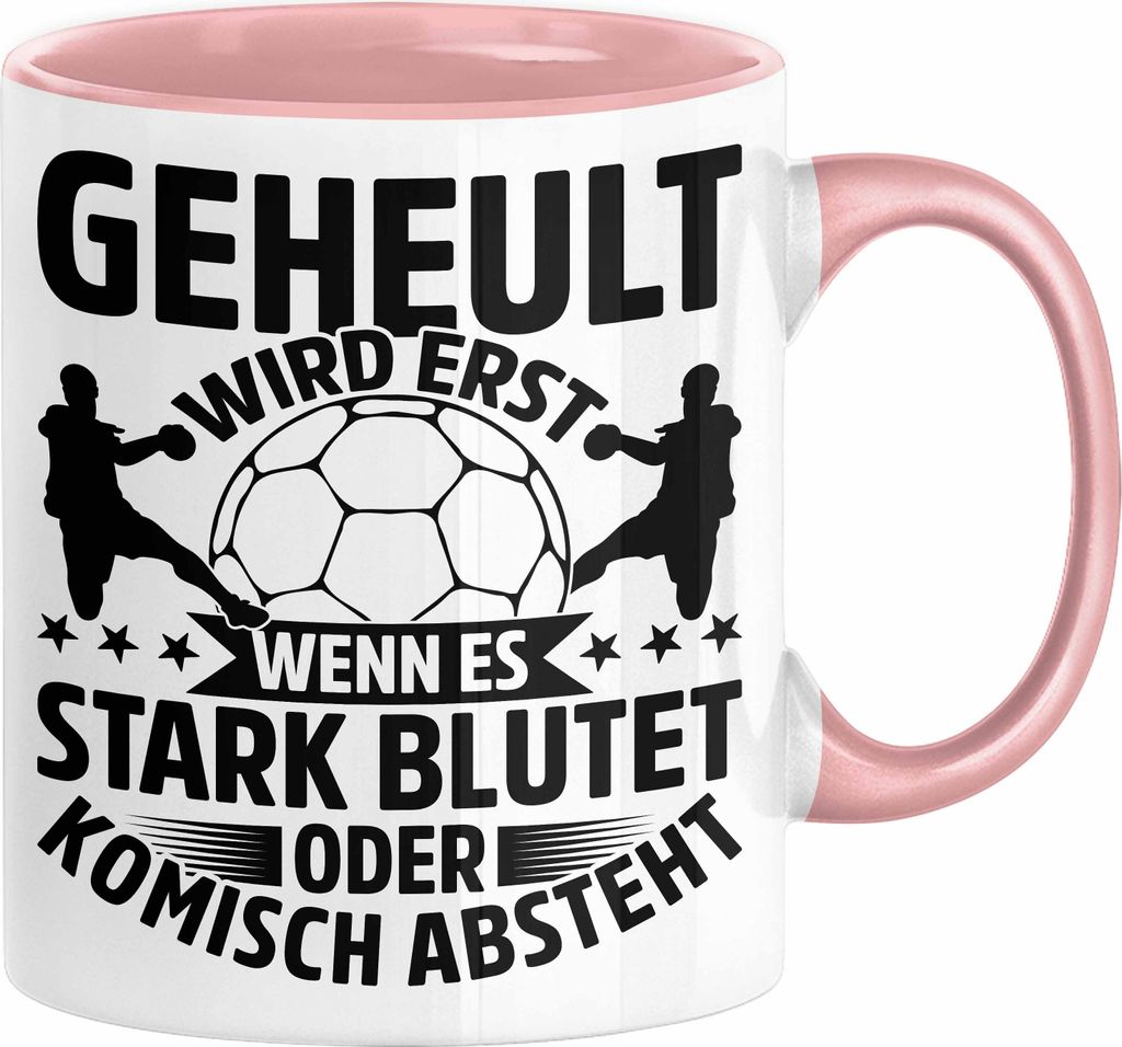 Handball Geschenk Tasse Geschenkidee Handball-Spieler Handballspielerin Mädchen Jungs Kaffee-Becher Geheult Wird Erst Wenn Es Stark (Rosa)