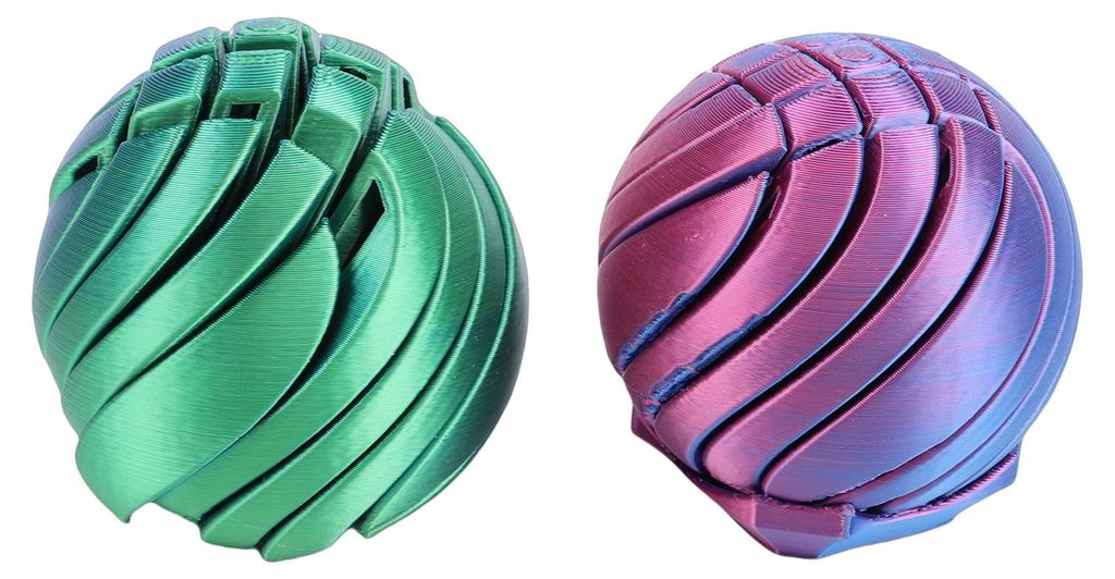 2 Stück 3D-Druck-Ballspielzeug zum Stressabbau, sensorische Zahnradkugel für Büro, Zuhause, Reisen, Lila, Grün