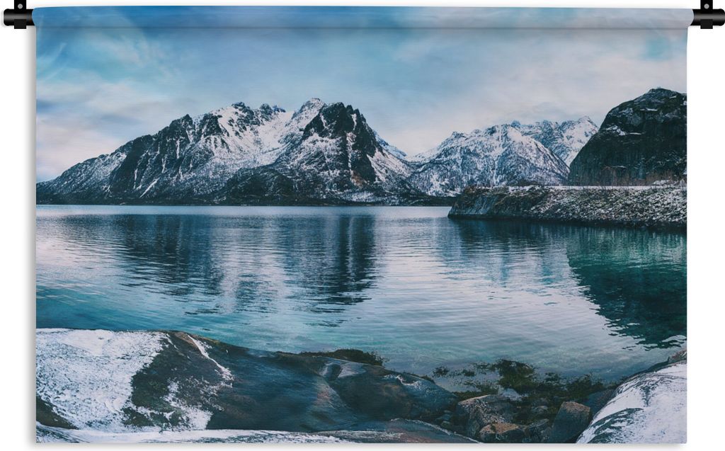 MuchoWow Wandteppich Wandbehang Wasser - Berge - Natur 60x40 cm Tapisserie Dekoration Wandtuch - Wanddekorationen