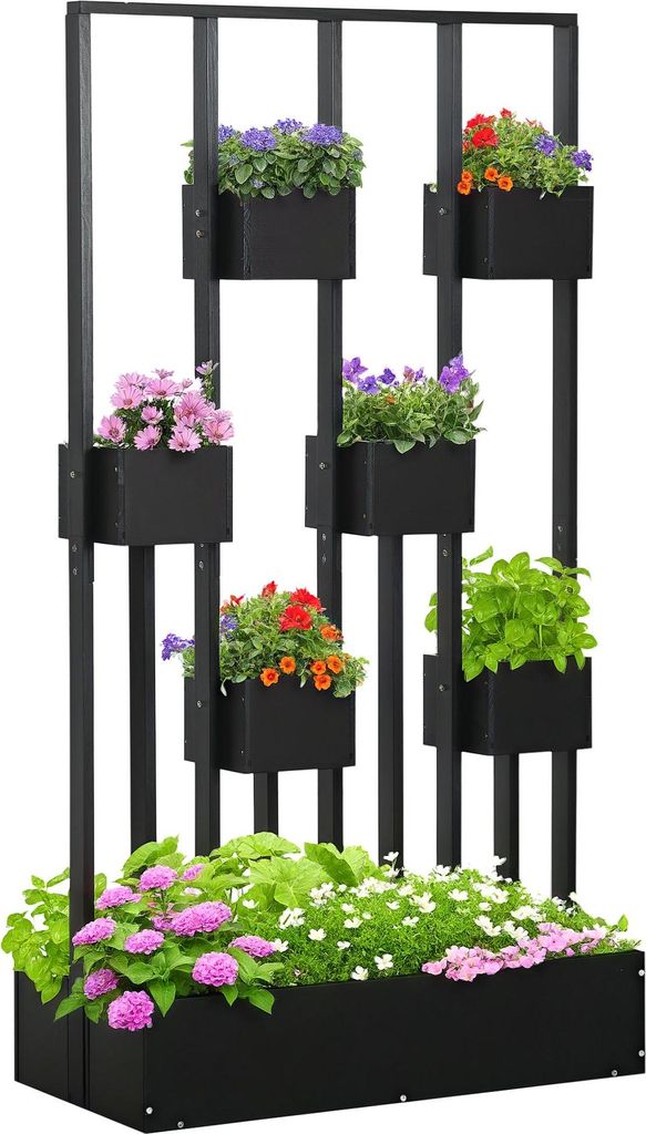 Outsunny Blumenkasten, Hochbeet, Pflanzkasten mit Rankhilfe Produktbild 