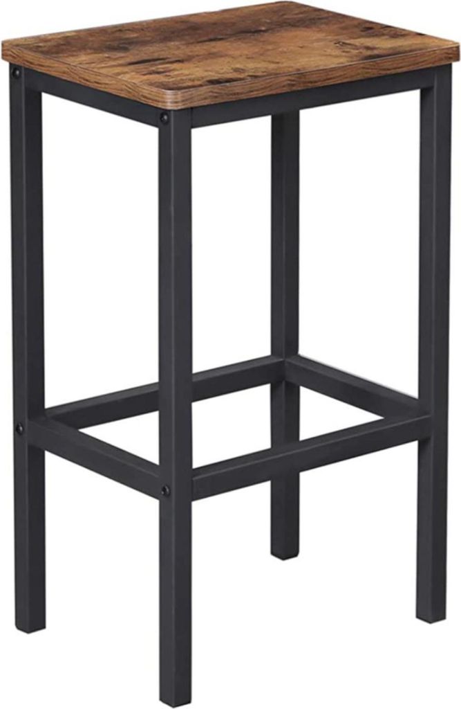 BEGRYF Hocker dunkelbraun Barhocker für Küche modern 40x30x65 Holz Metall Industrial Vintage Stil