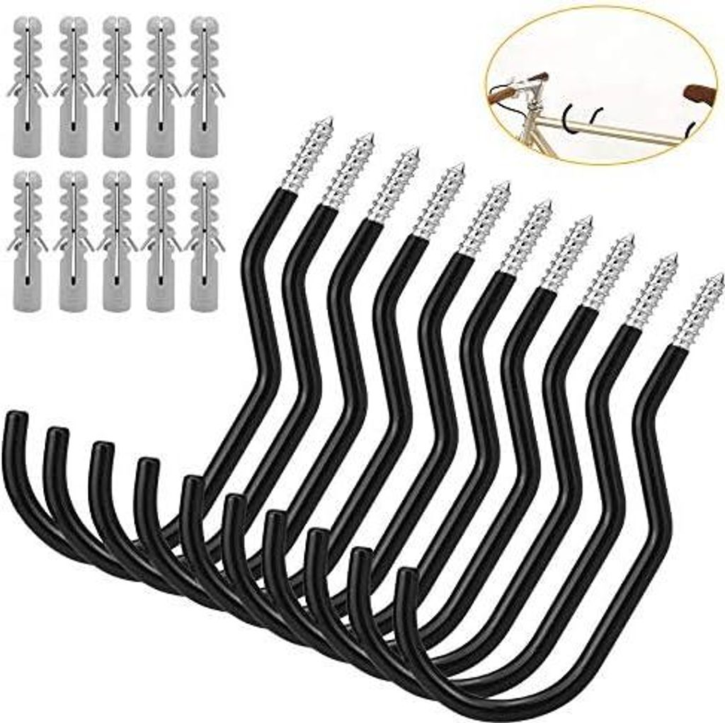 10 Stücke Fahrradhaken Heavy Duty Fahrradhalter Bike Haken Fahrrad Aufbewahrungshaken Schraubhaken Schwarz Deckenhaken Wandhalterung Garten Haken ...