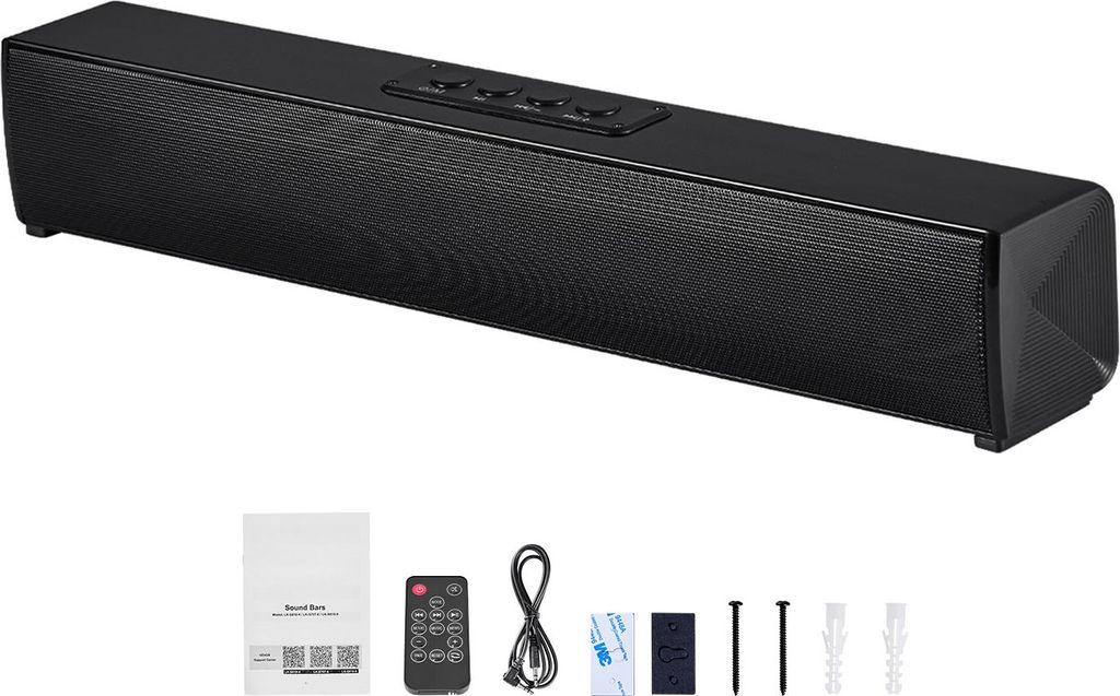 SucceBuy Soundbar für Smart TV, 2.0-Kanal, 450 mm kompakte TV-Lautsprecher mit Bluetooth und AUX, Fernbedienung, 80-W-Surround-Soundsystem für He...