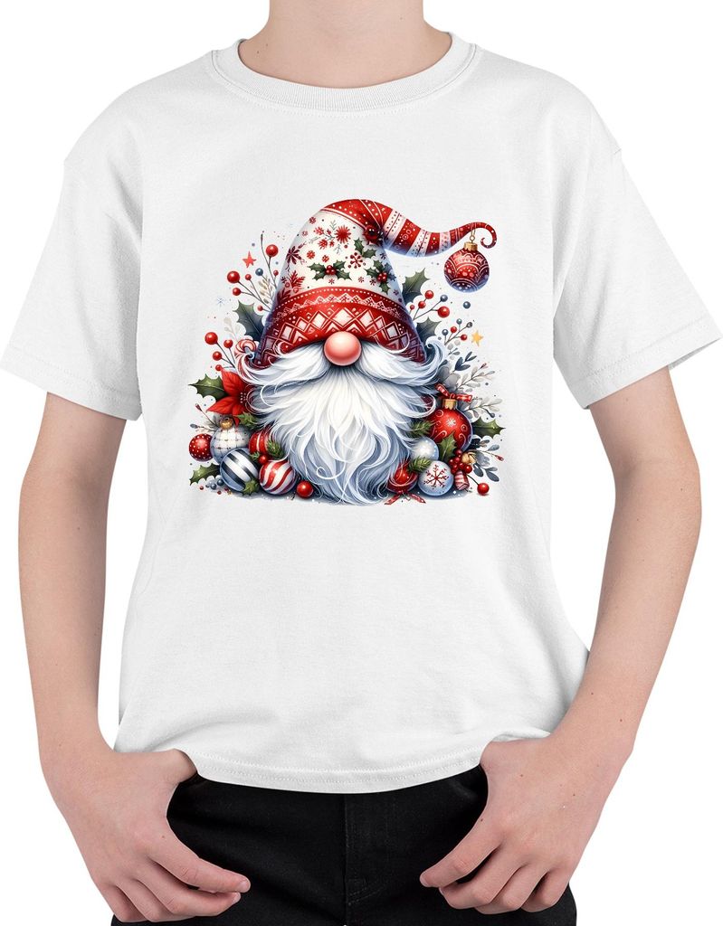Weihnachtswichtel Skandinavien Hut Geschenkidee Zwerg Gnom Wichtel Uni Kinder T-Shirt, Weiß, 128
