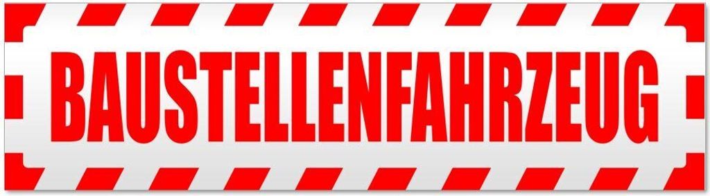 Kiwistar Baustellenfahrzeug gestreift Magnetschild Schild magnetisch - 20cm Rot - Magnetfolie für Auto PKW Kfz