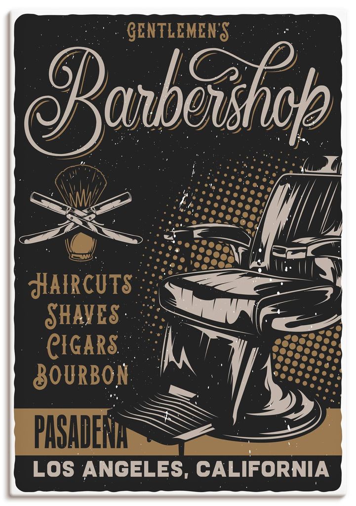 ARTland Leinwandbild Barbershop Plakat Größe: 50x70 cm