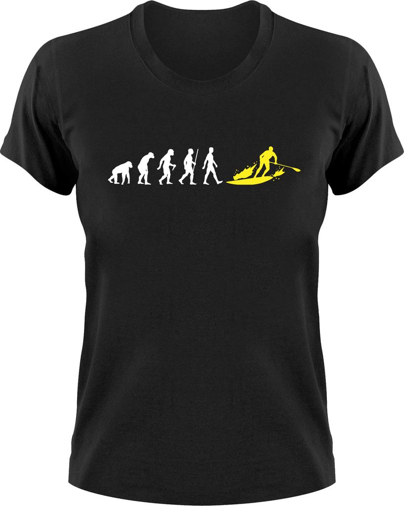 Styletex23 T-Shirt Paddel Board Fun Boarding Evolution of Man, Damen schwarz, S