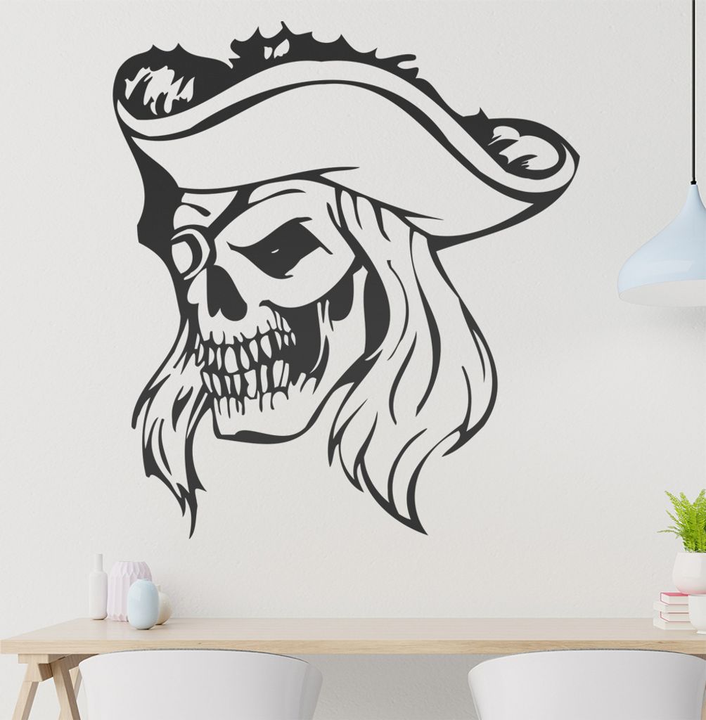 Piraten Schädel Wandtattoo in 6 Größen - Wandaufkleber Wall Sticker