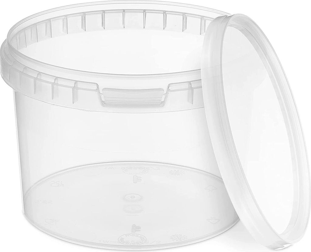 BenBow Eimer mit Deckel 0,5L x1 Transparent - lebensmittelecht, stabil, luftdicht, auslaufsicher, geruchsneutral - Plastikeimer mit Henkel - leer