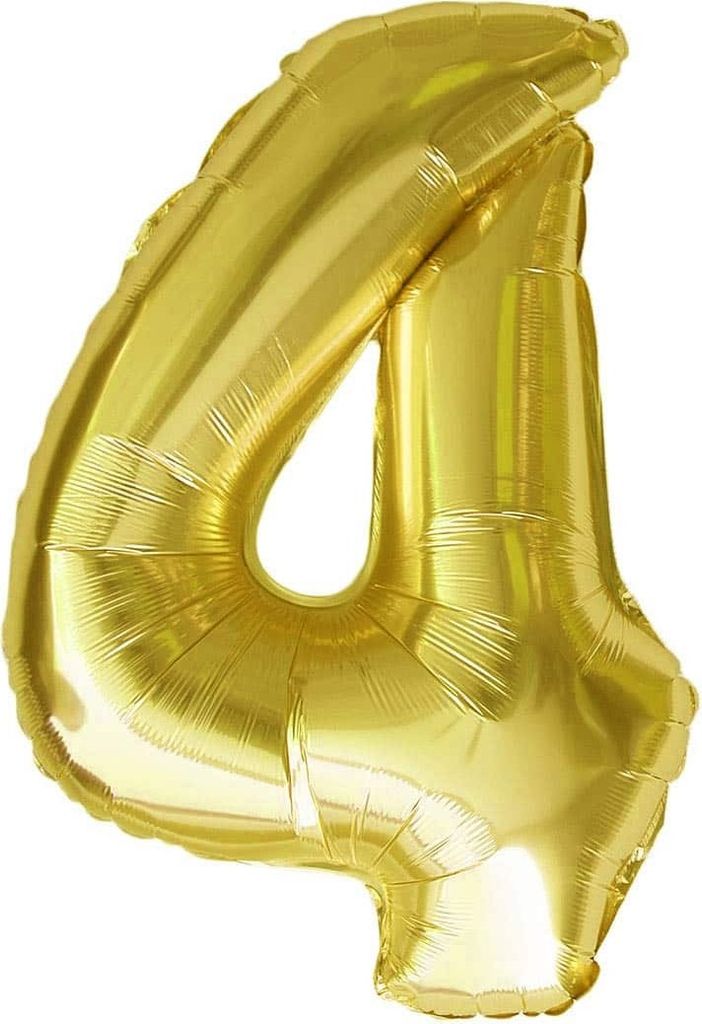 Oblique Unique 1x Folien Luftballon mit Zahl 4 Geburtstag Produktbild 