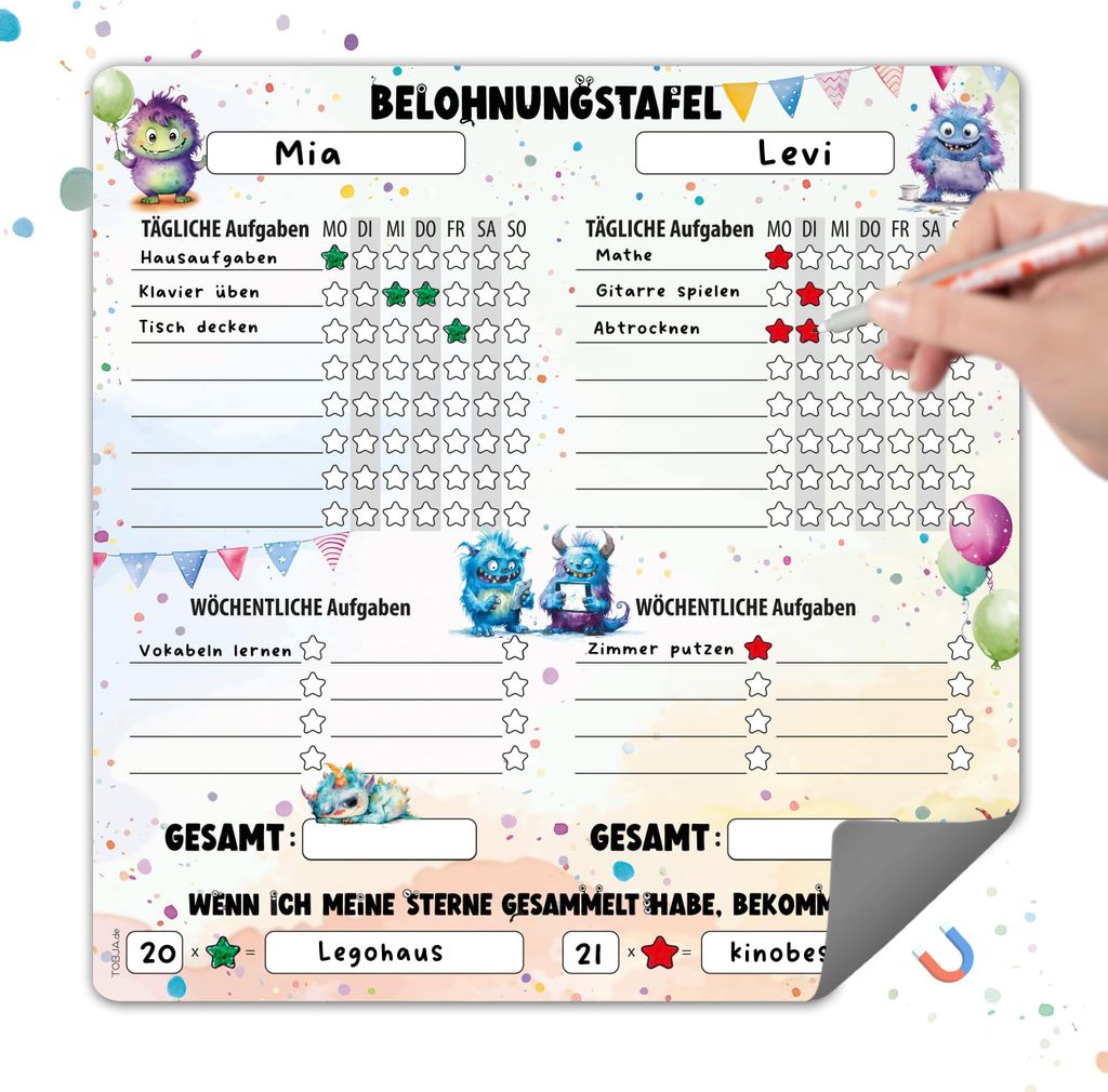 Magnetische Belohnungstafel Kinder – Monster Design, Platz Produktbild 