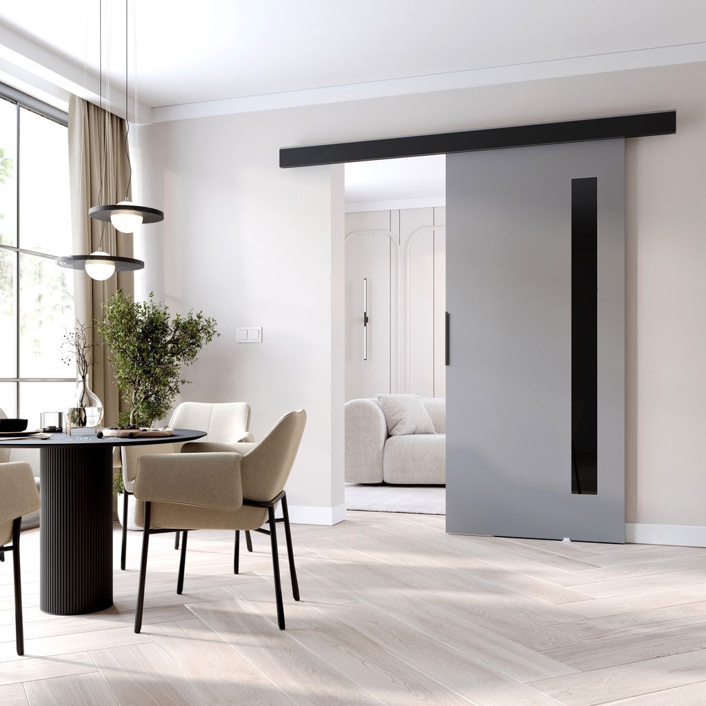 Innentür zur Wand BARRET 17 - 86 cm, grau/schwarz