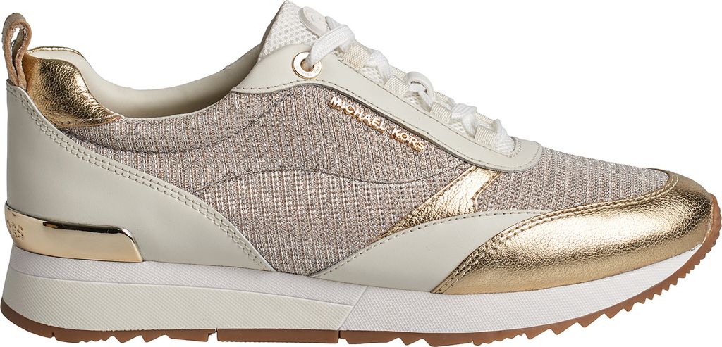 Michael Kors Allie Stride Damen-Sneakers aus glänzendem Leder und Mesh mit Kettendetail 43S2ALFS3D