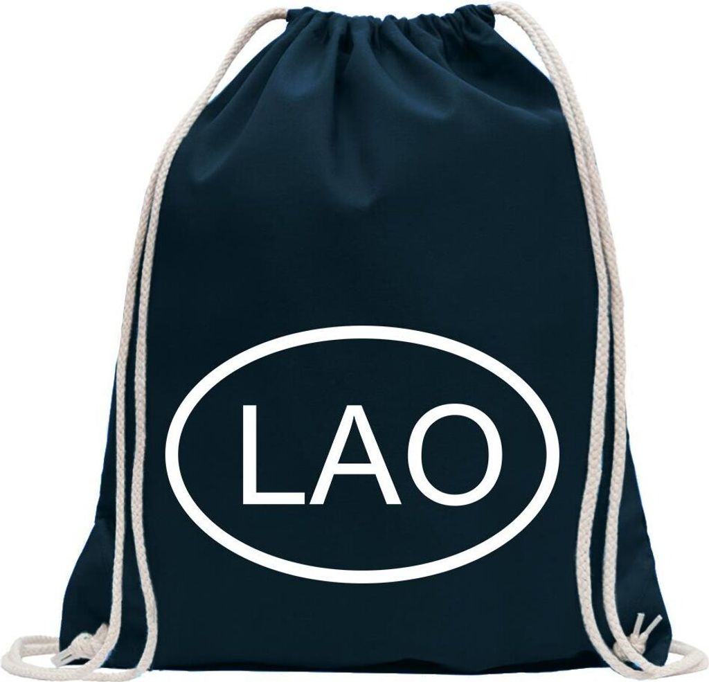 Kiwistar - Turnbeutel - dunkelblau - Laos LAO - Fun Rucksack Sport Beutel Gymsack Baumwolle mit Ziehgurt