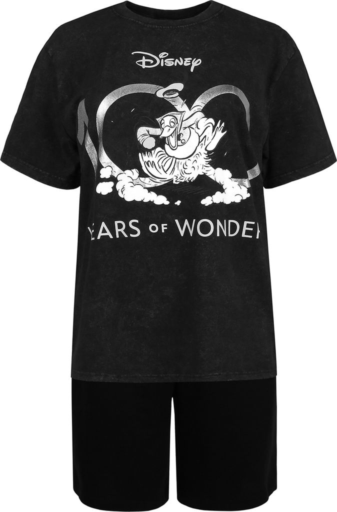 Disney Herren-Kurzarm-Pyjama für Sommer schwarz-grau L