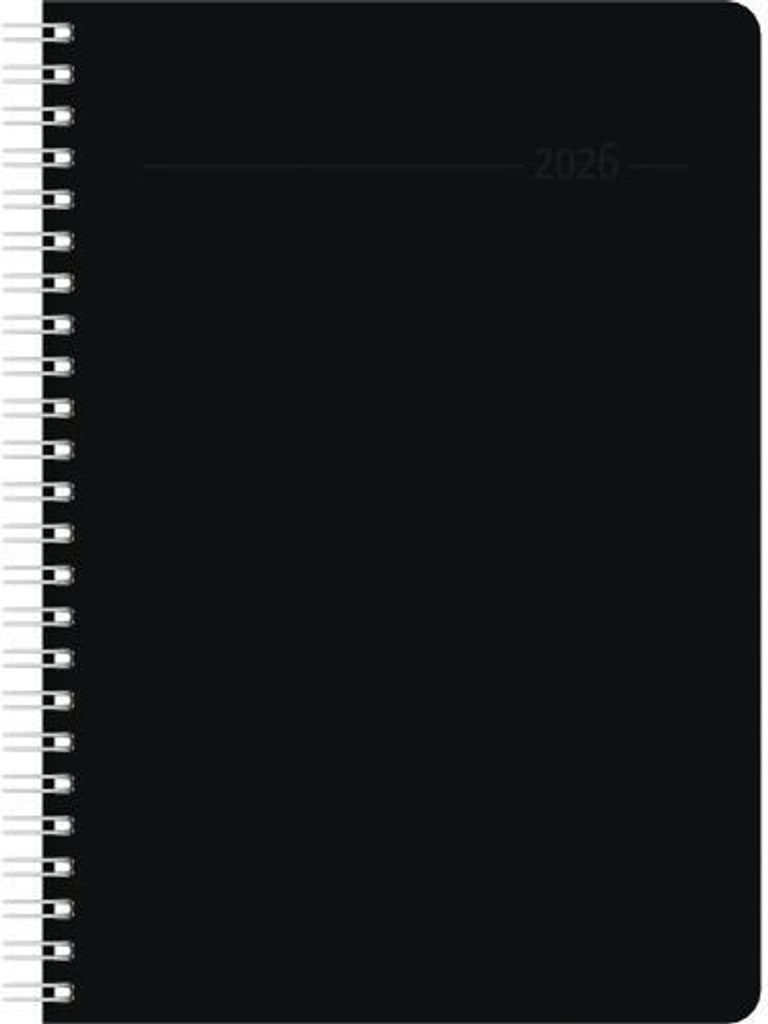 Wochenplaner Balacron schwarz 2026 - Büro-Kalender A5 - Cheftimer - black - Ringbindung - 1 Woche 2 Seiten - 128 Seiten - Zettler