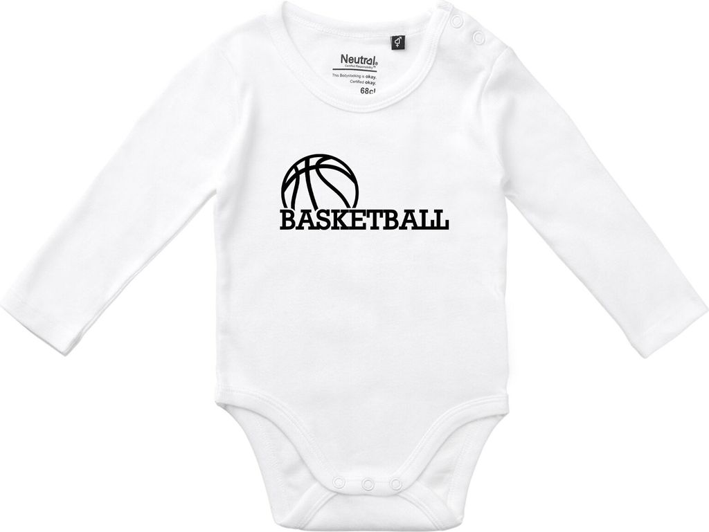 Huuraa Baby Body Basketball Ball 62 White Baumwolle Fairtrade Langarmbody Geschenkidee