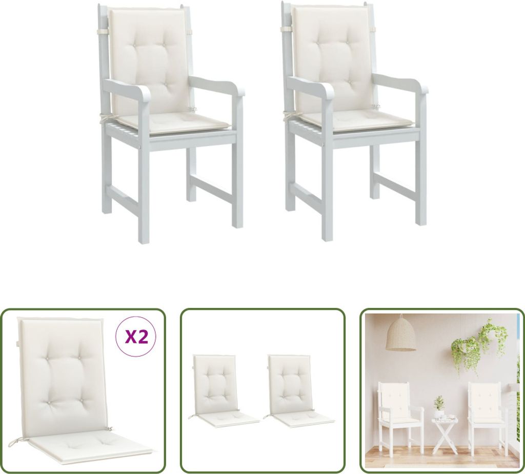 The Living Store Niedriglehner-Auflagen 2 Stk. Melange Creme 100x50x4 cm Stoff