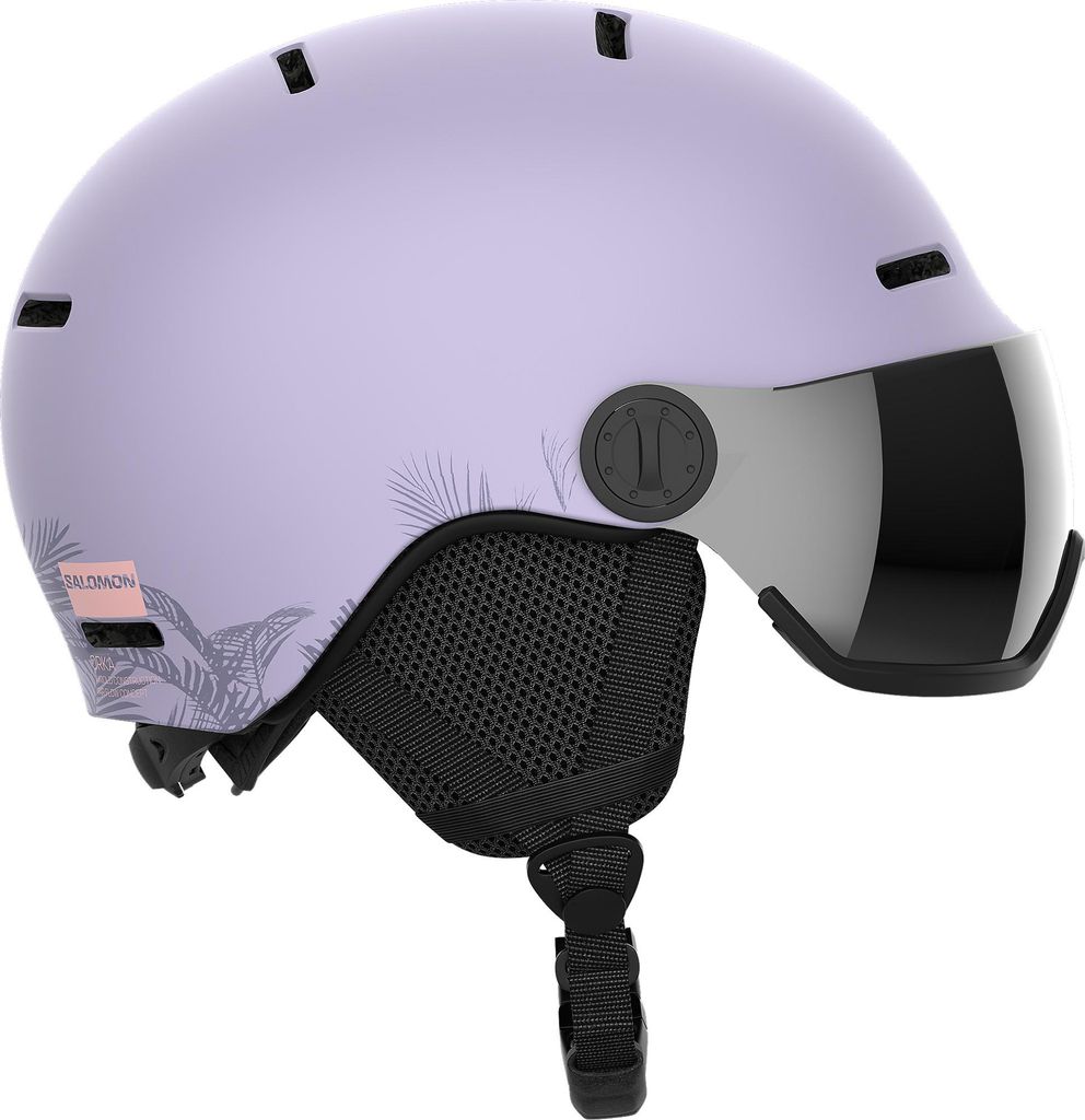 SALOMON Orka Visor Kinder Skihelm mit integriertem Visier violett 53-56 cm