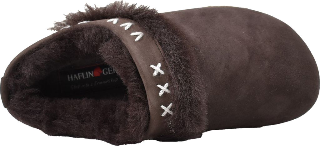 Haflinger Schuhe Damen Hausschuhe Pantoffeln Lammfell Clog Shetland 731003, Größe:37 EU, Farbe:Braun
