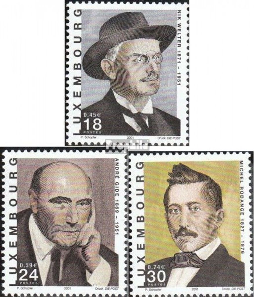Briefmarken Luxemburg 2001 Mi 1526-1528 (kompl.Ausg.) postfrisch Schriftsteller