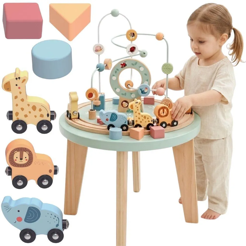 Jouet d'éveil Table Montessori en bois pour apprendre et s'amuser seul